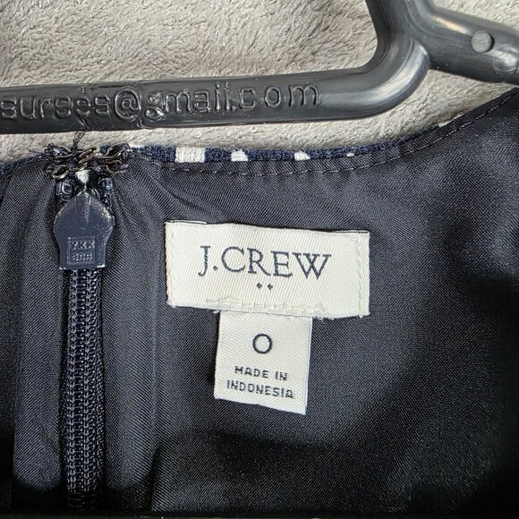 Womens J. Crew Navy & White Polka Dot Sleeveless Dress 100% Cotton Back Zip 0 - Picture 2 of 7